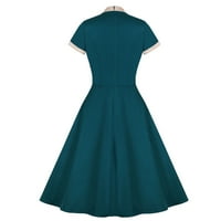 Swing haljine za žene Casual zelene haljine Crewneck haljina žene kratki rukav d Stand-Up ovratnik luk-čvor