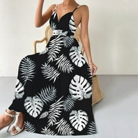 Puuawkoer ženska ležerna haljina za letnje ljetne cvjetne turneje maxi dugi ženski vrhovi crne boje