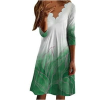 Ženske haljine elegantni V izrez Casual Jesen Zima Midi haljina Novi trendovi zeleni