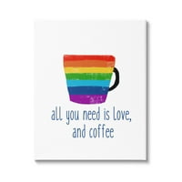 Stupell Industries Love & Coffee Rainbow Morning Latte Diner šolja grafička Umjetnička galerija Wrapped