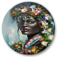Designart 'portret tradicionalne afroameričke žene' moderna kružna metalna zidna Umjetnost-disk od 36