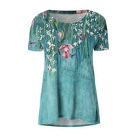 Ženske kratke rukave tunike majice trendi Plus Size Tshirt Tops modni cvetni Print tunika Tees udobne