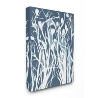 Stupell Industries Abstract Botanical Plant Silhouette Blue White Design canvas Wall Art Design by Lori