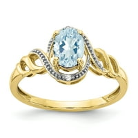 Primal Gold Karat žuto zlato akvamarin i dijamantski prsten