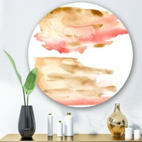 Designart 'crveno ružičasto zlato i bež apstraktni oblaci' moderni krug metalni zid Art-disk od 11