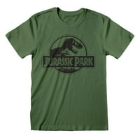 Unise Jurassic Park Mono Logo Zelena majica za vrat - Redovna fit za odrasle Crew Crt Tee: Srednja