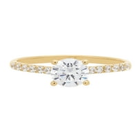 Brilliance Fine Jewelry 10k pasijans prsten od žutog zlata sa simuliranim dijamantom, Veličina 7