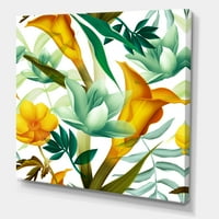Žuto cvijeće i tropsko lišće III slika na platnu Art Print