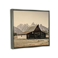 Stupell ruralna kabina priroda planinski vrhovi Pejzaž fotografija Siva ploča Framed Art Print Wall Art