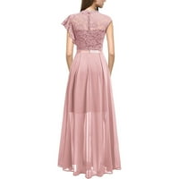 Ljetne haljine za žene za vjenčanje gost elegantna čipkasti patchwork campire struk ruffle ljuljačke duge