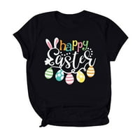 Ženske Happy Easter Shirts Crewneck Tops kratki rukav pulover slatka zečja jaja pismo Print Tees ljetne