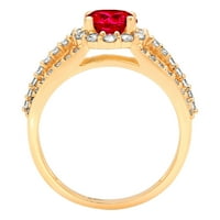 1.76 ct okrugli rez crveni simulirani ruby 14k žuto zlato godišnjica angažmana halo prsten Veličina 4.5