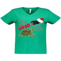 Inktastic I've been Good This year Cute Christmas Turtle Women's V-izrez T-Shirt