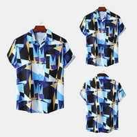 Muške labave pamučne platnene košulje ljetni rever pulover geometrijske majice odjeća moda prodaja Havajska