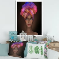 Designart 'portret afroameričke žene s turbanom VI' Print moderne uokvirene umjetnosti