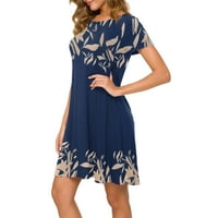 Ženske Casual T shirt haljine ljetni okrugli vrat kratki rukav grafički Print Swing haljina Moda labava