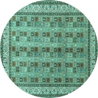 Ahgly Company u zatvorenom okruglom perzijskim tirkiznim plavim tradicionalnim prostirkama, 4 'runda