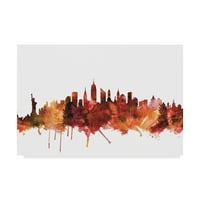 Zaštitni znak Fine Art 'New York City Skyline Crveno' Canvas Art Autor Michael Thpsett