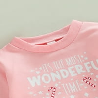 Eyicmarn Duks za djevojčice Casual majica sa božićnim Drvcem sa printom dugih rukava pulover majica za malu djecu