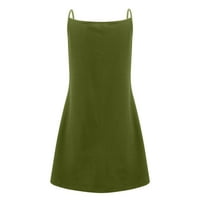 Bazyrey ljetne haljine za žene Čvrsti gumb haljine žensko halter casual bez rukava bez rukava zelena 4xl
