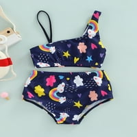 Thaisu djevojke kupaći kostimi Kid Rainbow Print vrhovi bez rukava sa gaćicama kupaći kostim