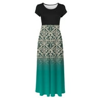 Maxi haljine ugrađena haljina A-line kratki kratki rukav cvjetni zeleni xxl