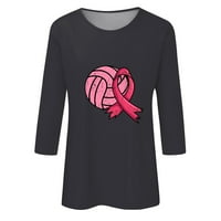 Ženska trendi ružičasta vrpca preživjela čišćenje dugih rukava pulover ružičasti grafički tunik rak podržava labav fit osnovna pozadina svijesti o podizanju modnih tea siva m