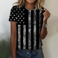 American Flags Summer Tops For Women T Shirts Print Daily o Neck Tank Print kratki rukav Workou Tees 4th of July Women T Shirt Grey XXL