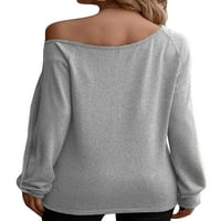 Paille žene van ramena labava majica casual radne tee solidne boje Loungeweb majica majica siva 2xl
