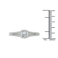 Karat TW Diamond Split Shank single Halo zaručnički prsten od 14kt bijelog zlata