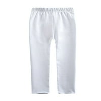 Glonme jednobojne tajice za djecu Ležerne atletske pantalone meke uske pantalone bijele