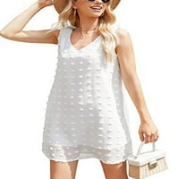 Woobling Wople Sandress Solid Boja kratki mini haljina haljina dame jednostavna boemska bijela l