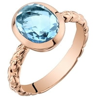 Oravo 2. CT ovalni oblik Swiss Blue Topaz Solitaire prsten u zlatu od 14k