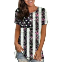 Oalirro američka zastava Floral Shirts for Women 4th of July Summer Beach Tops Trendy Patriotic Independence