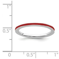 Čvrsta srebrna srebrna crvena crvena emajlirana prstena večna pojasa veličine 7