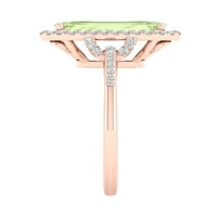 Imperial Gemstone 10k Rose Gold Smaragd Cut Green Amethyst CT TW Diamond Halo Ženski prsten