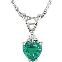 Miabella ženski karat T. G. W. u obliku srca stvorio je smaragdni i okrugli dijamantski naglasak 10kt
