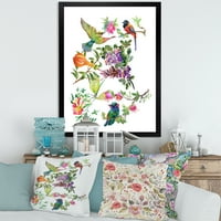 Designart' šarene ptice i tropsko cvijeće II ' tradicionalni uokvireni umjetnički Print