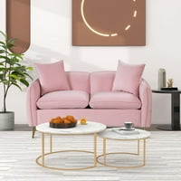Euroco Velvet Loveseat kauč, tapacirani lovogodišnji kauč sa jastucima Moderna sofa sa zlatnim metalnim