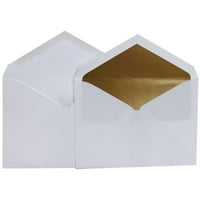 Garniture za vjenčanje papira, bijeli sa zlatnim kovertama, unutrašnjim i vanjskim koverti