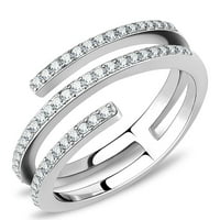 Žene srebrni prstenovi visoko polirani prsten od nehrđajućeg čelika sa AAA CRDE CZ u CLEAR DA060