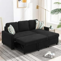 MomSpeace kauč na razvlačenje, u kauču za spavanje sa skladišom za spajanje kauča za dnevni boravak - crno
