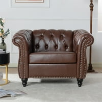 Akcentna stolica, moderna PU kožna tapacirana fotelja sa čupavim rukama i srebrna akcentna Sofa sa podstavljenim