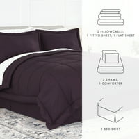 Noble Linens 8-dijelni ljubičasti krevet u torbi set posteljine od mikrovlakana, pun