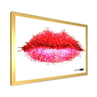 Designart' apstraktna crvena žena usne u pikselima ' moderni uokvireni umjetnički Print