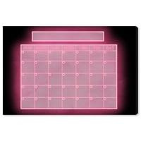 Wynwood Studio edukacija i kancelarijski zidni umjetnički Print 'Neonski kalendar' bijele ploče - Pink,