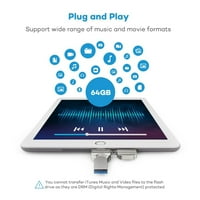iPhone Flash Drive 64GB USB 3. Adapter za iPad iOS sa proširenim konektorom gromobrana, Hooooo Spoljni memorijski štap, iplugmate