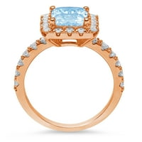 3,84ct smaragdni rez prirodni švicarski plavi topaz 14k ružičasti ružičasti zlato graviranje godišnjice Angažovanje vjenčanja halo prstena 5,25