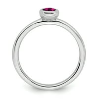 Sterling Silver Oval stvorio je rubin prsten
