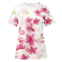 Čipkasti kukičani Eyelot Patchwork kratki rukav majice za žene Casual ljetne cvjetne grafičke tunike majice